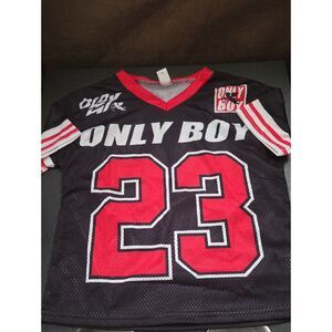 SHEIN Black & Red 'Only Boy' Football Jersey Tee
